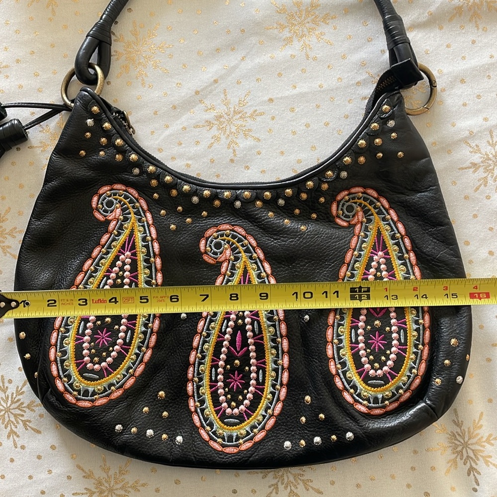 Isabella Fiore Embroidered Leather Bohemian Shoulder Bag Rare Perfect Vintage - Picture 2 of 11